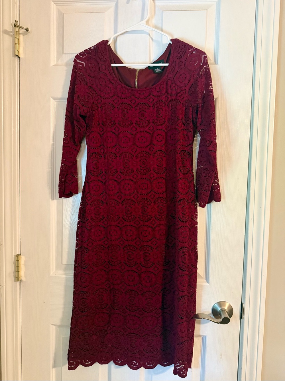 Liz Claiborne Burgundy Lace Midi Dress